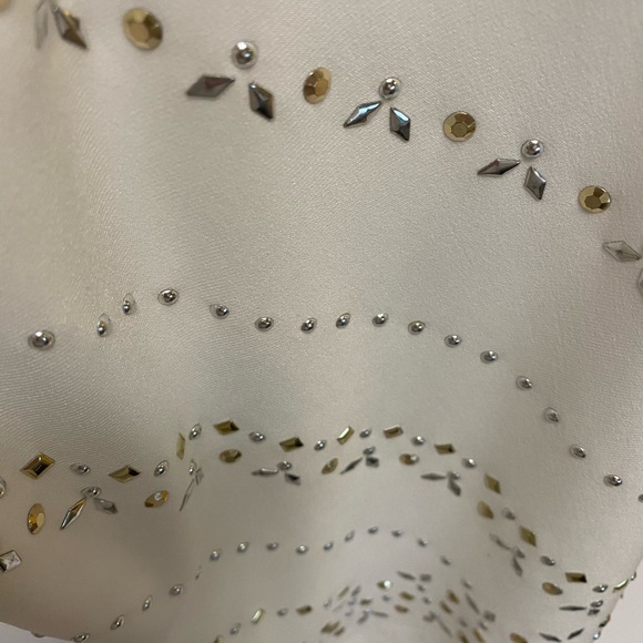 White House Black Market sleeveless dress with gold and silver beads, Size M - Picture 2 of 10